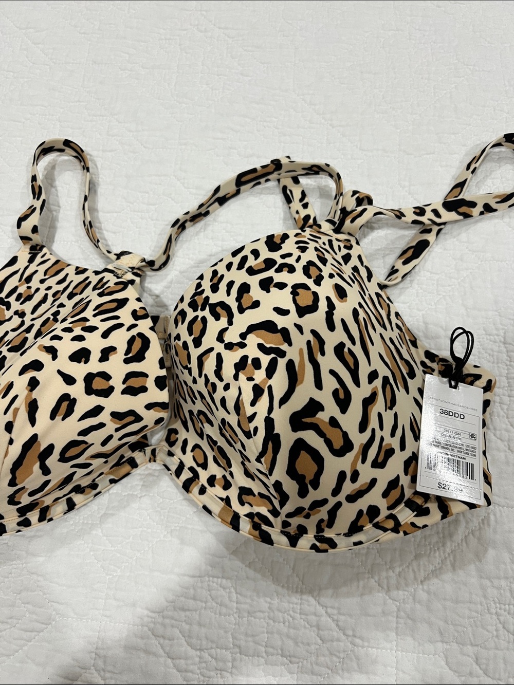 Shade & Shore Leopard Print Underwire swim top Beige, Black, Brown